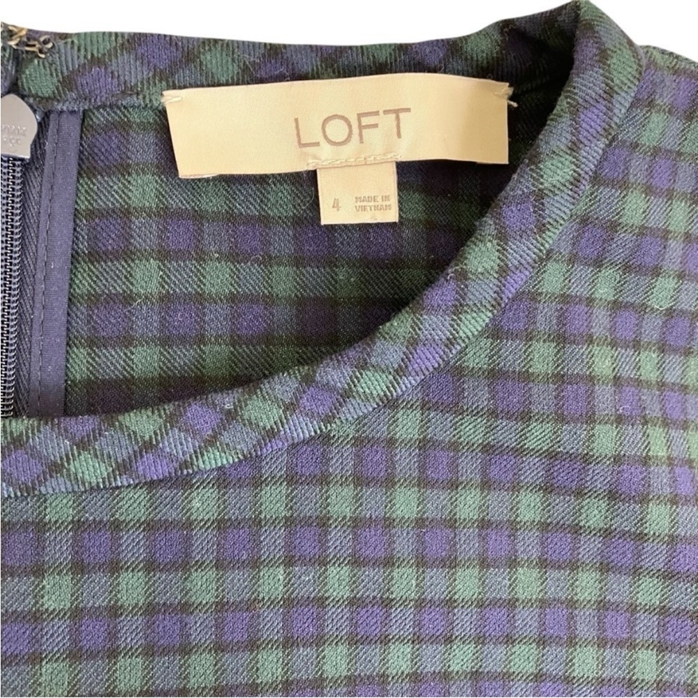 Loft Tartan Shift Dress Balloon Bell Sleeve - Picture 14 of 16